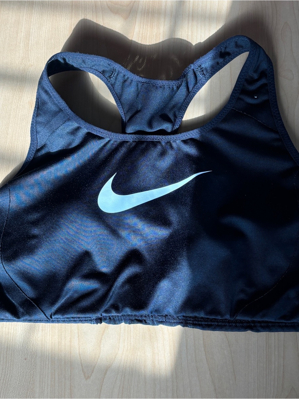 Nike Black Racerback Sports Bra with White Swoosh